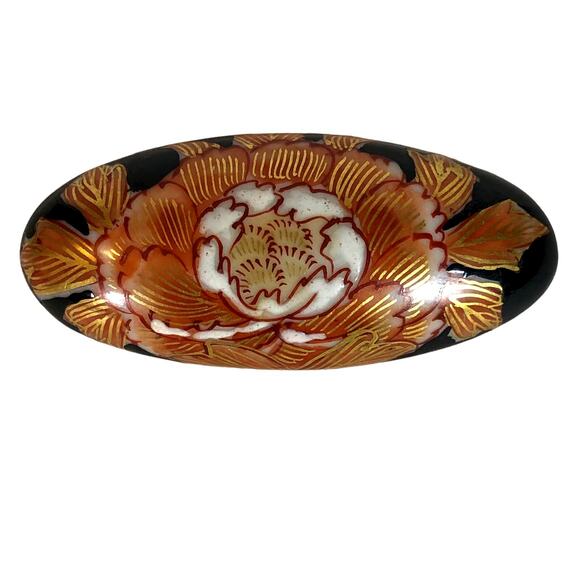 Obidome Brooch Kimono Sash Clip Japan Antique Flower Gold Obi Dome Red Gold - Picture 1 of 11